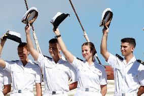 Princess Leonor arrives in Salvador de Bahia on the training ship Juan Sebastian Elcan