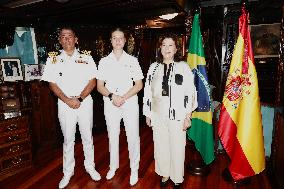 Princess Leonor arrives in Salvador de Bahia on the training ship Juan Sebastian Elcan