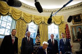 DC: U.S. President Trump Signs Executive Orders in the Oval Office