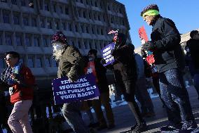 Washington DC Anti-DOGE Protest US Health and Human Services Offices
