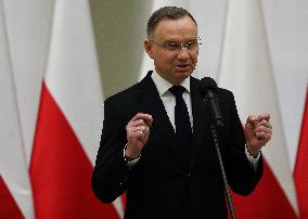 President Of Poland Andrzej Duda In Krakow