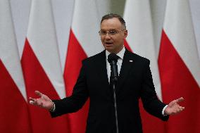 President Of Poland Andrzej Duda In Krakow