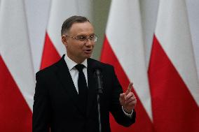 President Of Poland Andrzej Duda In Krakow