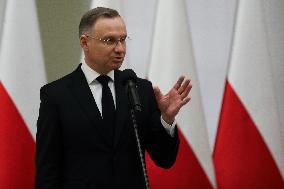 President Of Poland Andrzej Duda In Krakow