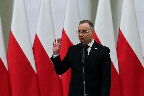 President Of Poland Andrzej Duda In Krakow