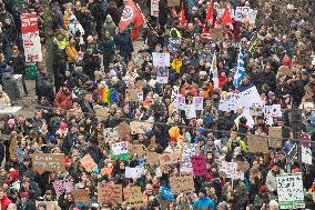 AFD Rally For Upcoming Election And Large Counter Protest Demostration In Duesseldorf