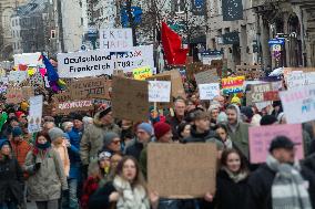 AFD Rally For Upcoming Election And Large Counter Protest Demostration In Duesseldorf