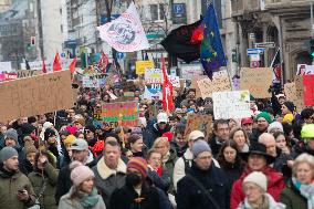 AFD Rally For Upcoming Election And Large Counter Protest Demostration In Duesseldorf