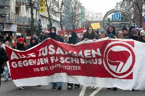 AFD Rally For Upcoming Election And Large Counter Protest Demostration In Duesseldorf