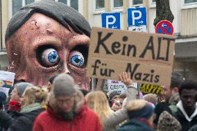 AFD Rally For Upcoming Election And Large Counter Protest Demostration In Duesseldorf