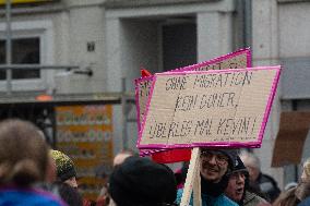 AFD Rally For Upcoming Election And Large Counter Protest Demostration In Duesseldorf