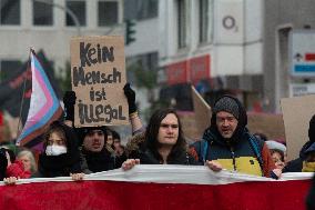 AFD Rally For Upcoming Election And Large Counter Protest Demostration In Duesseldorf