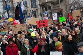 AFD Rally For Upcoming Election And Large Counter Protest Demostration In Duesseldorf