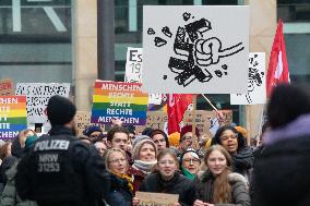 AFD Rally For Upcoming Election And Large Counter Protest Demostration In Duesseldorf