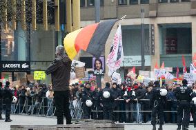 AFD Rally For Upcoming Election And Large Counter Protest Demostration In Duesseldorf