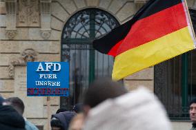 AFD Rally For Upcoming Election And Large Counter Protest Demostration In Duesseldorf