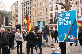 AFD Rally For Upcoming Election And Large Counter Protest Demostration In Duesseldorf