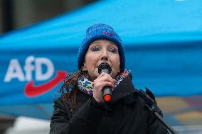 AFD Rally For Upcoming Election And Large Counter Protest Demostration In Duesseldorf