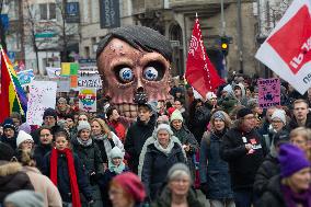 AFD Rally For Upcoming Election And Large Counter Protest Demostration In Duesseldorf