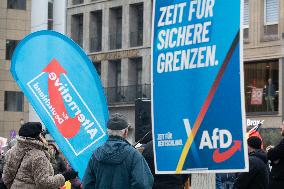 AFD Rally For Upcoming Election And Large Counter Protest Demostration In Duesseldorf