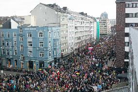 AFD Rally For Upcoming Election And Large Counter Protest Demostration In Duesseldorf