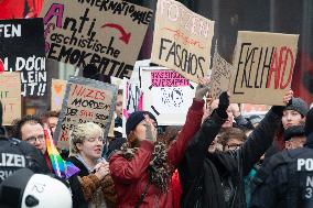 AFD Rally For Upcoming Election And Large Counter Protest Demostration In Duesseldorf