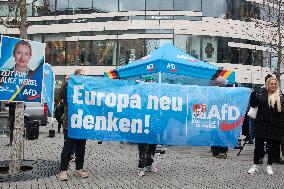 AFD Rally For Upcoming Election And Large Counter Protest Demostration In Duesseldorf