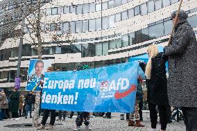 AFD Rally For Upcoming Election And Large Counter Protest Demostration In Duesseldorf