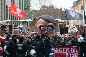 AFD Rally For Upcoming Election And Large Counter Protest Demostration In Duesseldorf