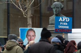 AFD Rally For Upcoming Election And Large Counter Protest Demostration In Duesseldorf