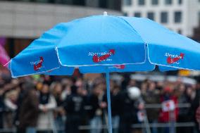 AFD Rally For Upcoming Election And Large Counter Protest Demostration In Duesseldorf