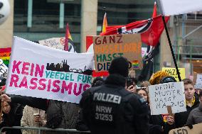 AFD Rally For Upcoming Election And Large Counter Protest Demostration In Duesseldorf