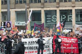 AFD Rally For Upcoming Election And Large Counter Protest Demostration In Duesseldorf