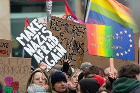 AFD Rally For Upcoming Election And Large Counter Protest Demostration In Duesseldorf