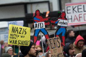 AFD Rally For Upcoming Election And Large Counter Protest Demostration In Duesseldorf