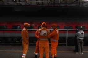 NDRF Officials at New Delhi Railway Station After Deadly Stampede