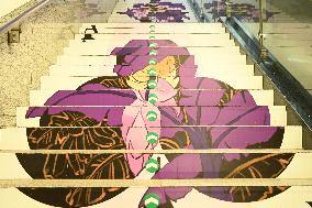 Graffiti Paintings on The Stairs of AnExit of A subway Station in Nanning