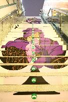 Graffiti Paintings on The Stairs of AnExit of A subway Station in Nanning
