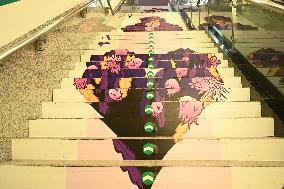 Graffiti Paintings on The Stairs of AnExit of A subway Station in Nanning