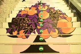 Graffiti Paintings on The Stairs of AnExit of A subway Station in Nanning