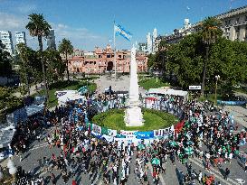 March Against Javier Milei At Plaza de Mayo - Buenos Aires