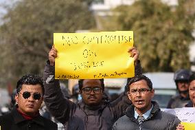 Students In Nepal Demonstration In Kathmandu, Nepal Demanding Justice For Prakriti Lamsal