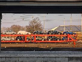 New German Cars On A Cargo Train