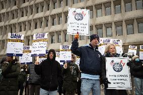 Protest against funding freeze at the Department of Health and Human Services