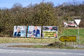 Defaced German Election Campaign Hoardings In Hessen, Central Germany