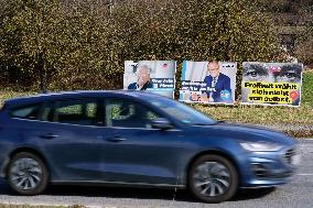 Defaced German Election Campaign Hoardings In Hessen, Central Germany