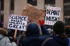 Protest against funding freeze at the Department of Health and Human Services