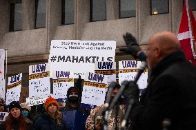 Protest against funding freeze at the Department of Health and Human Services