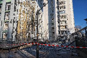 Aftermath of Russian massive drone attack on Odesa