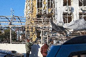 Aftermath of Russian massive drone attack on Odesa